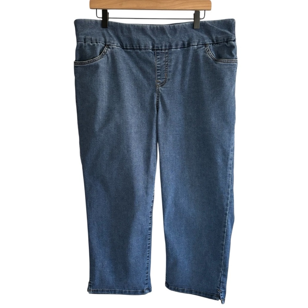 Woman Within Flex Fit Elastic Waist Denim Capri Jeans 20W Pull-on Stretch Casual - Picture 2 of 16